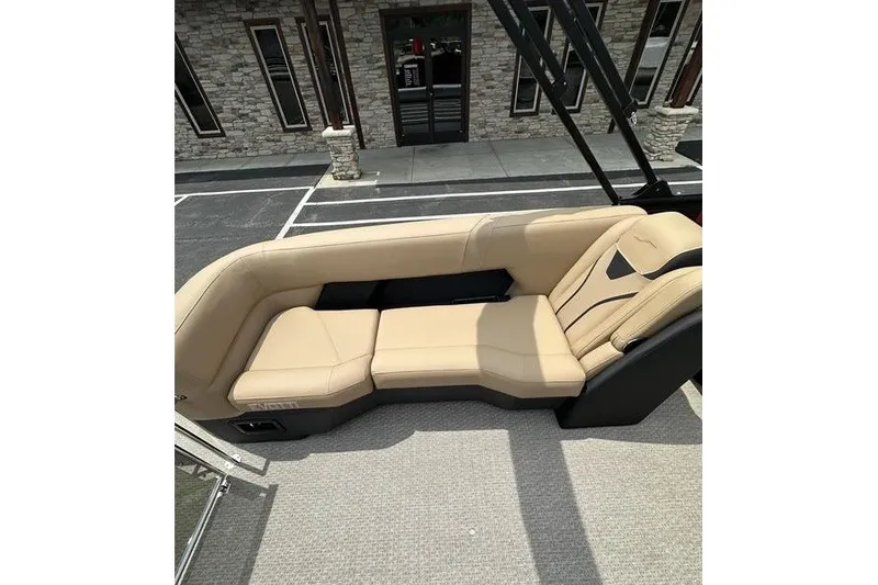 Slide: The Image of Luxurious beige seating on 2026 Evotti 723QL boat, showcasing modern design and comfort. - 13