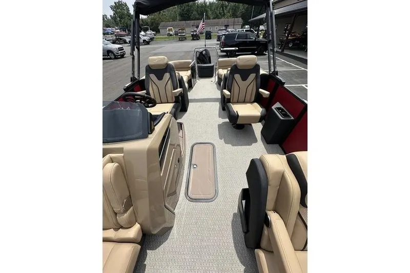 Slide: The Image of Luxurious interior of 2026 Evotti 723QL boat with plush seating and modern design. - 29