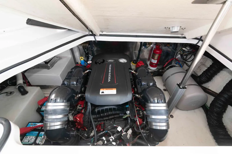 Slide: The Image of Engine compartment of 2020 Regal 2860 Window Express boat with Volvo Penta engine. - 17