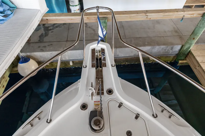 Slide: The Image of Bow view of 2018 Boston Whaler 345 Conquest docked in a marina. - 47