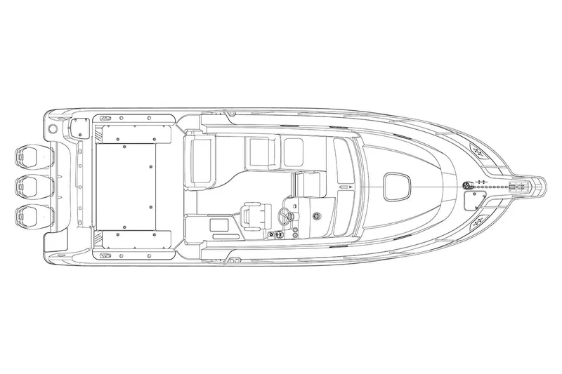 Slide: The Image of Manufacturer Provided Image: Top view schematic of 2018 Boston Whaler 345 Conquest boat layout. - 51