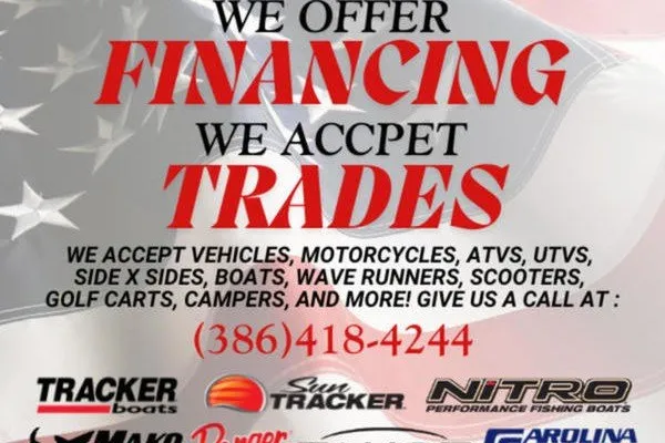 Slide: The Image of Advertisement offering financing and trades for vehicles, boats, and more. Contact: (386) 418-4244. - 10