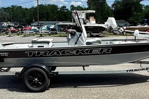 The Image of 2027 Tracker Bass Tracker Classic CC boat on trailer, parked outdoors. - 0
