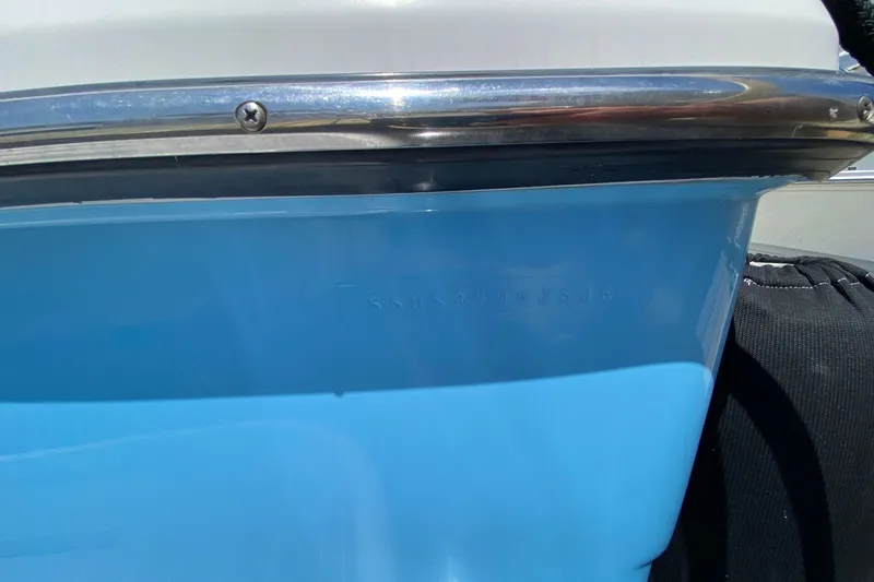 Slide: The Image of Close-up of a 2006 Tiara Yachts 2900 Open Classic hull with visible serial number. - 36