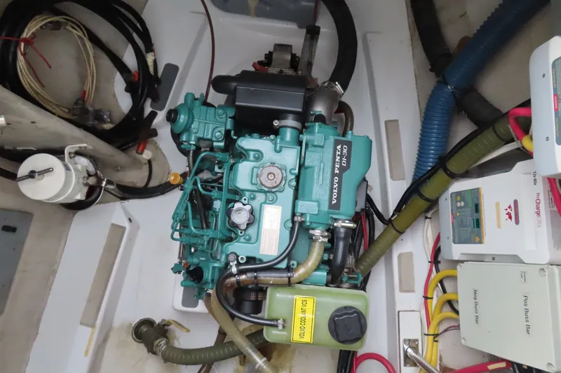 Slide: The Image of Engine compartment of a 2010 Fountaine Pajot Lipari 41 catamaran with Volvo Penta engine. - 32
