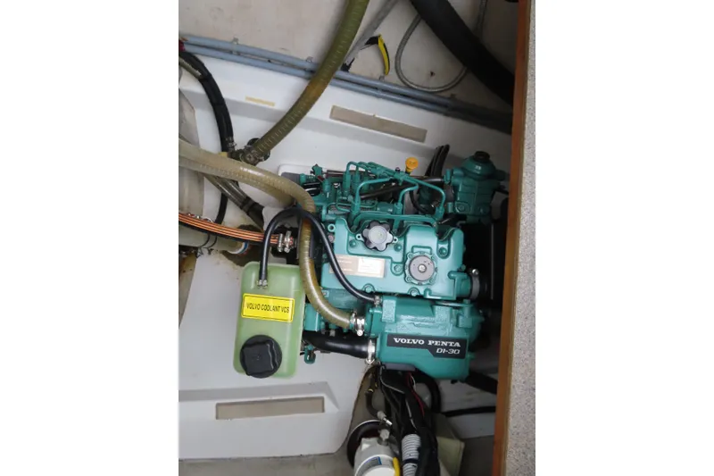Slide: The Image of Engine compartment of a 2010 Fountaine Pajot Lipari 41 with Volvo Penta engine. - 33