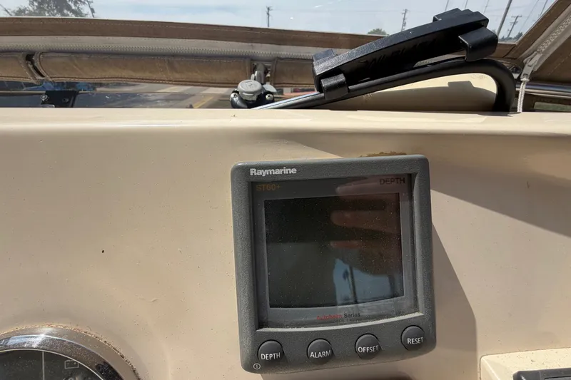 Slide: The Image of Raymarine ST60+ depth display on 2006 Mainship 34 Trawler dashboard. - 57