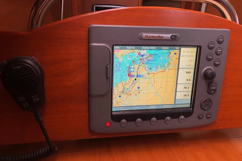 Slide: The Image of Navigation system on a 2008 Hunter 38 sailboat, featuring a Raymarine E80 display. - 6