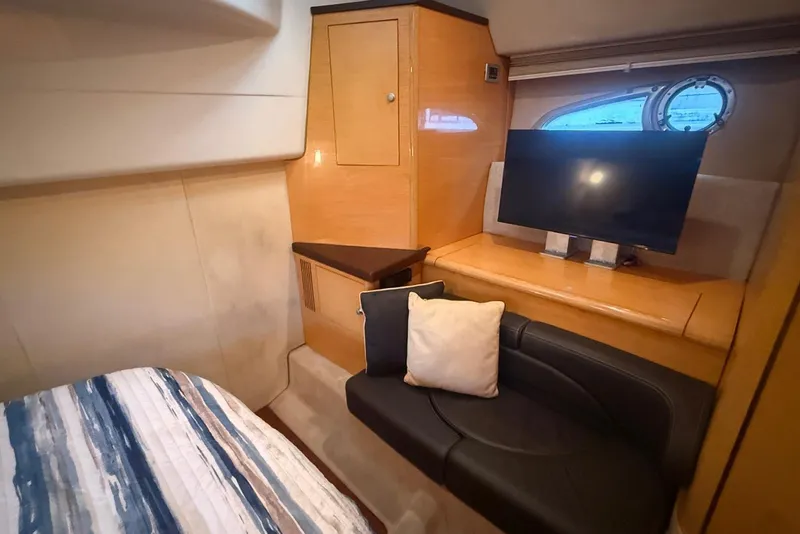 Slide: The Image of Interior of 2009 Cranchi Mediterranee 43 yacht with cozy seating and TV. - 20