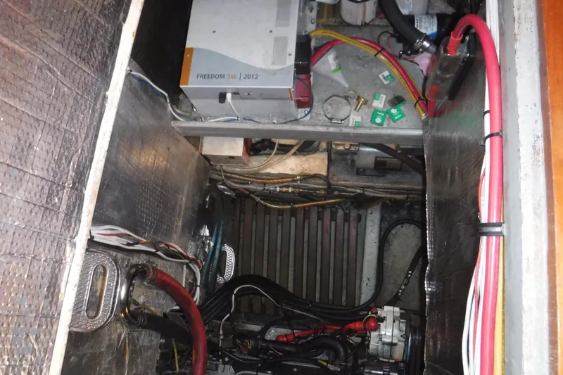 Slide: The Image of Engine room of 1983 Lord Nelson Victory Tug/Trawler with visible wiring and equipment. - 41