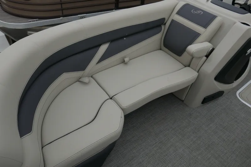 Slide: The Image of 2023 Barletta Cabrio C22UC boat interior with luxurious seating and modern design. - 5