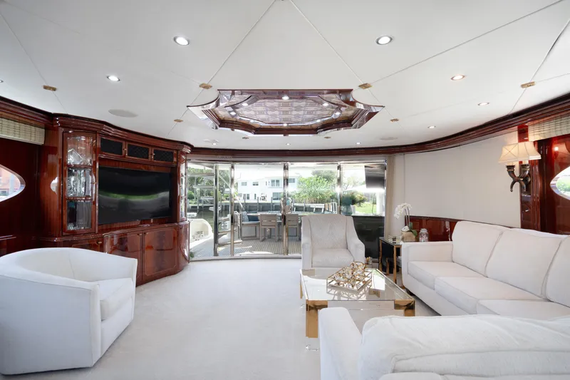 Slide: The Image of Luxurious interior of 2004 Lazzara 106 yacht with elegant furnishings and modern design. - 63