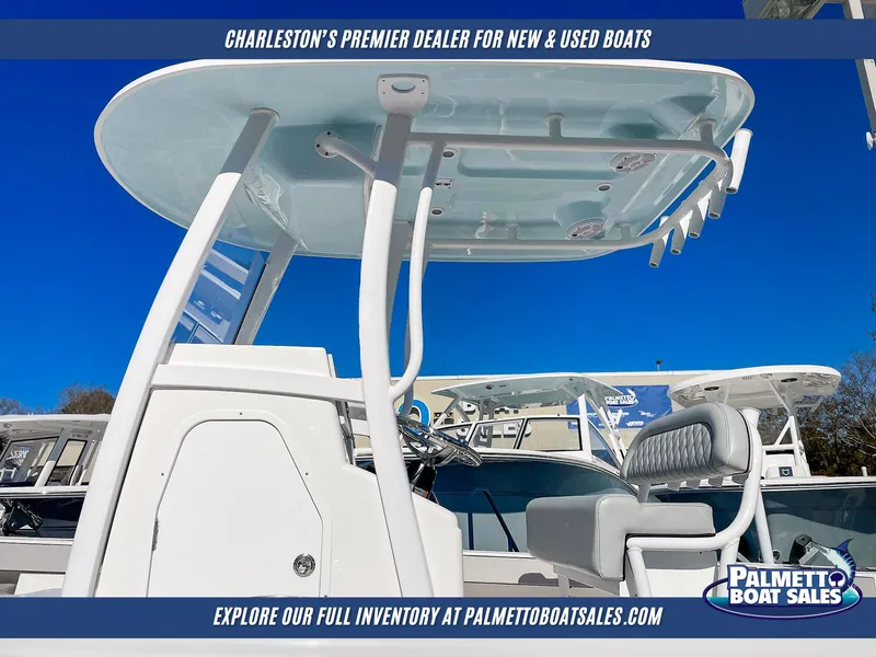 Slide: The Image of Delta Boatworks 245, 2025 model, showcased at Palmetto Boat Sales, Charleston. - 3