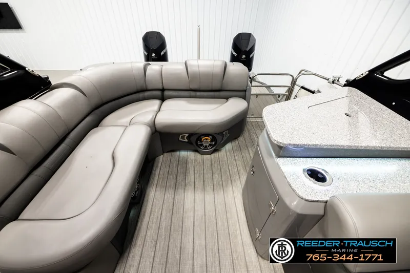 Slide: The Image of Luxurious 2021 Avalon EXCALIBUR boat interior with plush seating and modern amenities. - 15