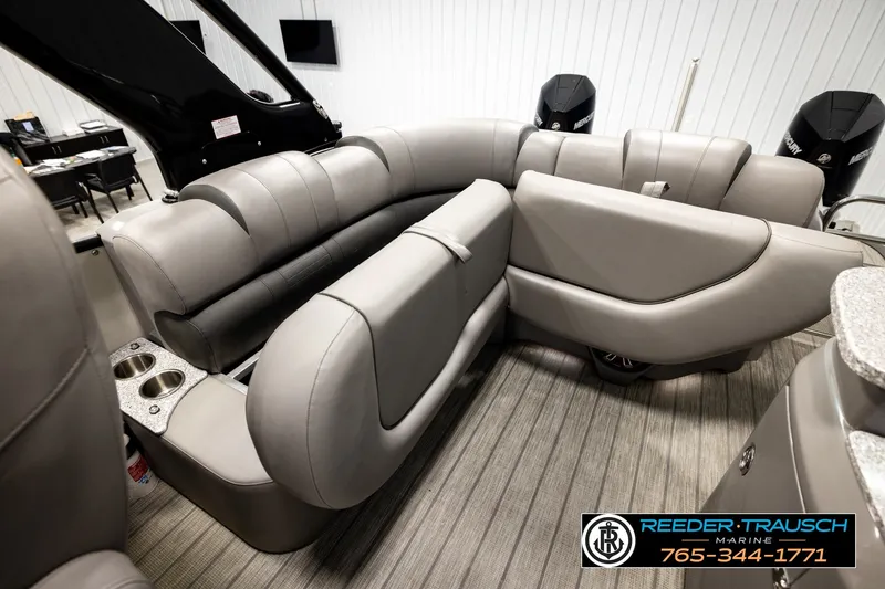Slide: The Image of Luxurious interior of 2021 Avalon EXCALIBUR boat with plush seating and modern amenities. - 23