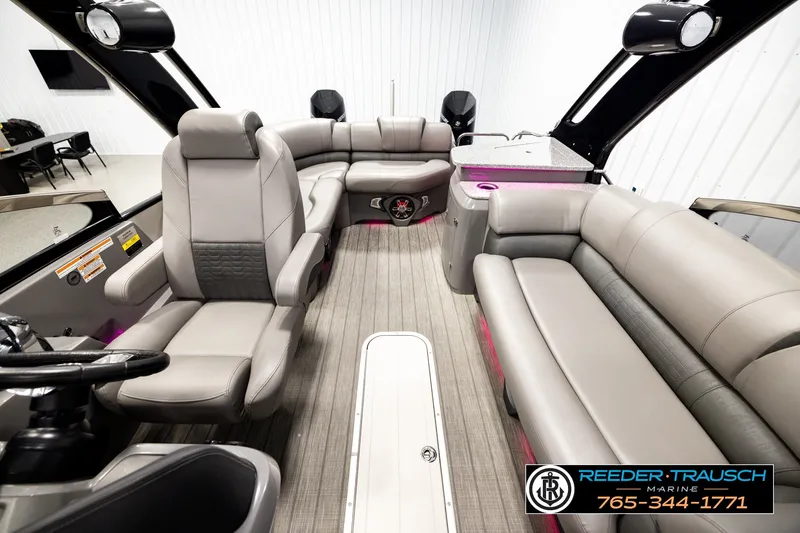 Slide: The Image of Luxurious interior of 2021 Avalon EXCALIBUR boat with plush seating and modern design. - 14