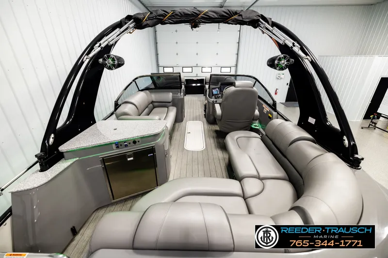 Slide: The Image of Luxurious 2021 Avalon EXCALIBUR boat interior with plush seating and modern amenities. - 16