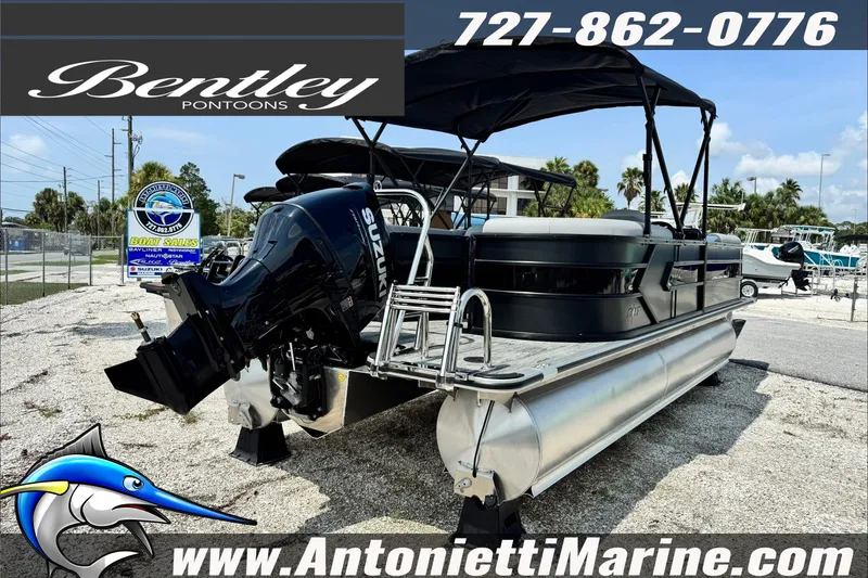 Slide: The Image of 2027 Bentley Pontoons Bolt 223 with Suzuki engine at Antonietti Marine dealership. - 5