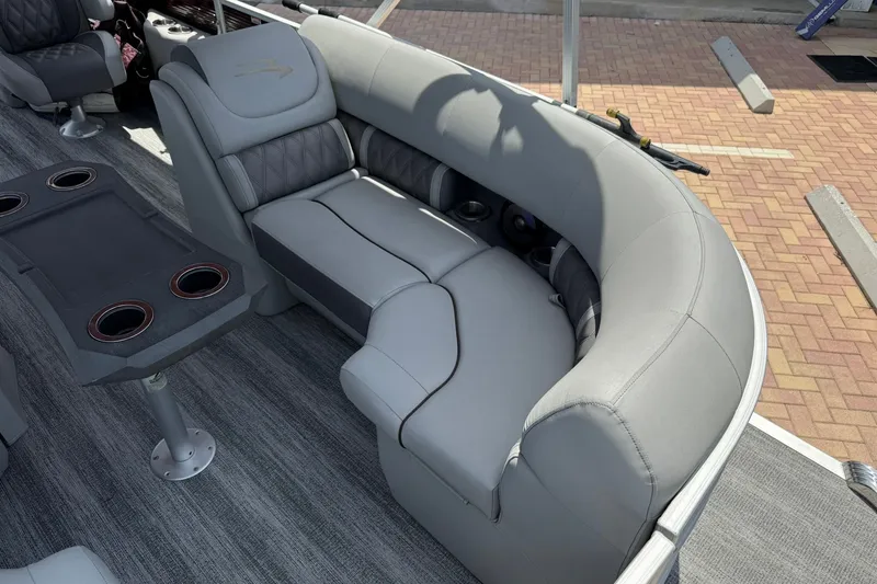 Slide: The Image of Luxurious seating on 2023 Bennington 23 LXFB pontoon boat with cup holders and premium upholstery. - 27