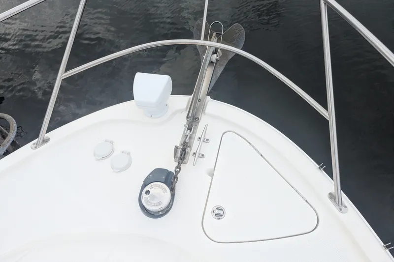 Slide: The Image of Bow of 2006 Meridian 341 Sedan yacht with anchor and railing. - 8