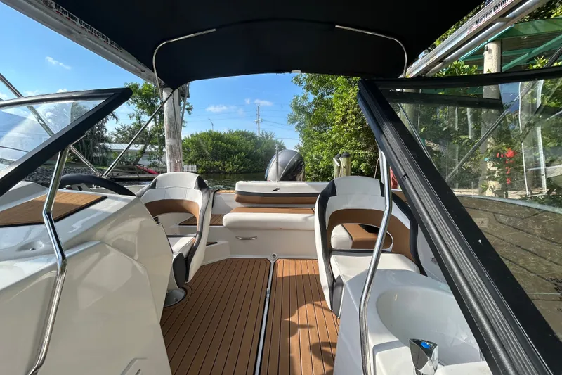 Slide: The Image of 2023 Starcraft SVX 191 OB boat interior with sleek seating and modern design. - 11