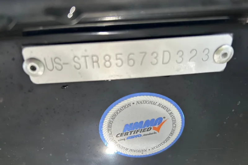 Slide: The Image of 2023 Starcraft SVX 191 OB boat with certification label and serial number plate. - 22