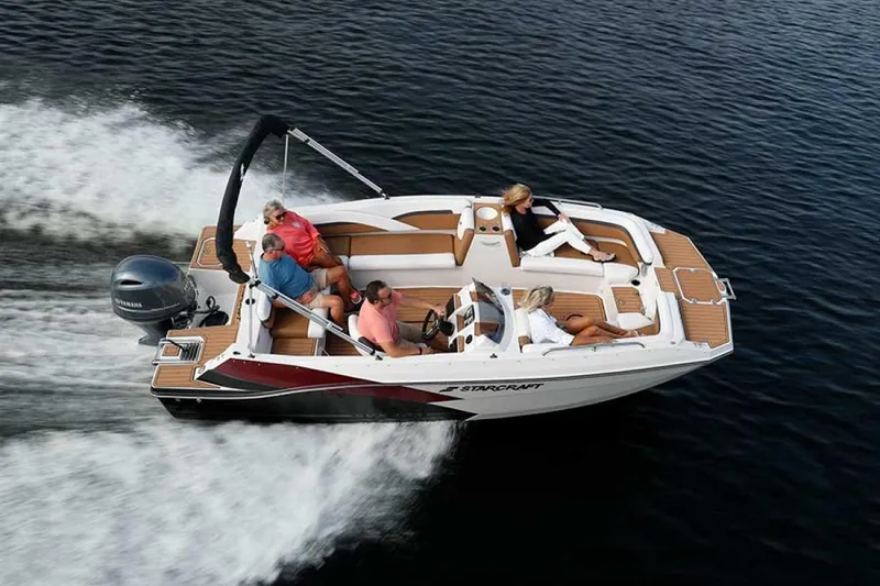 Slide: The Image of Manufacturer Provided Image: 2023 Starcraft SVX 191 OB boat cruising on water with passengers. - 1
