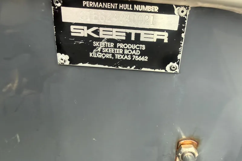 Slide: The Image of Hull identification plate on 2021 Skeeter SX2550 Fish boat, Kilgore, Texas. - 44