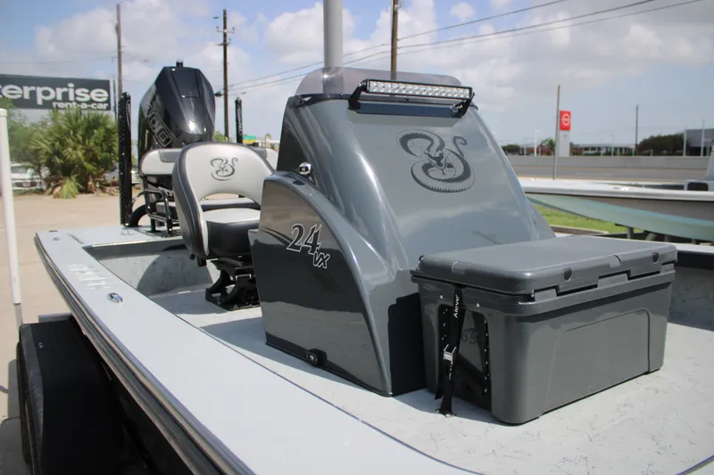 Slide: The Image of 2025 Mamba 24VX boat with sleek design, featuring a stylish console and seating. - 8