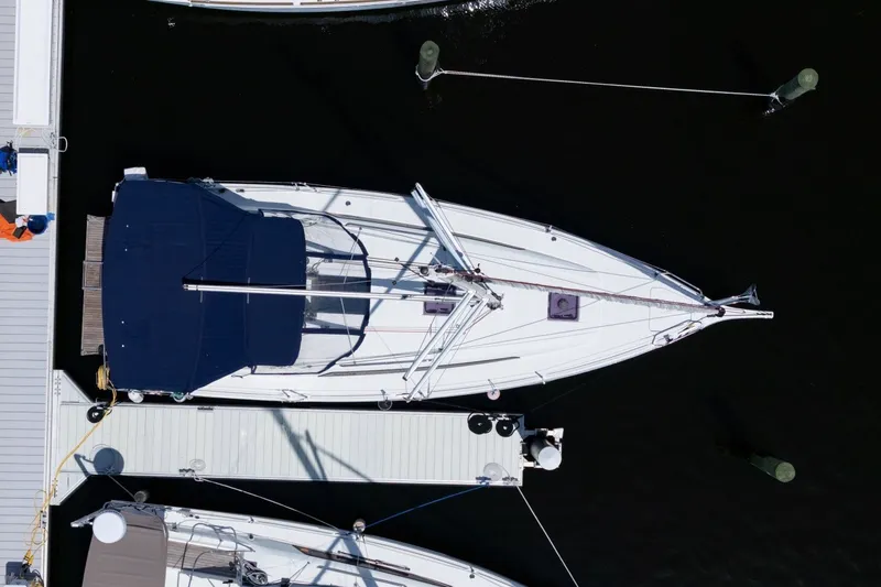 Slide: The Image of Aerial view of 2024 Beneteau Oceanis 34.1 yacht docked at marina. - 57