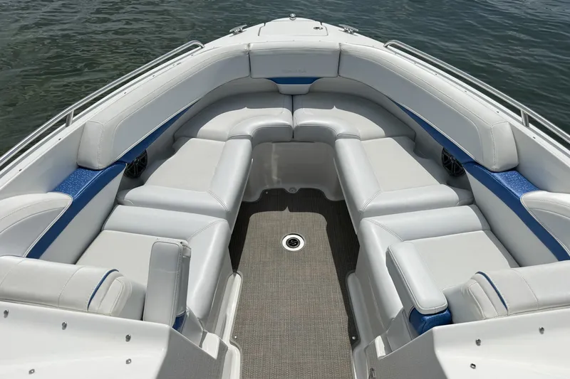 Slide: The Image of 2019 Formula 270 Bowrider boat interior with spacious seating and elegant design. - 17