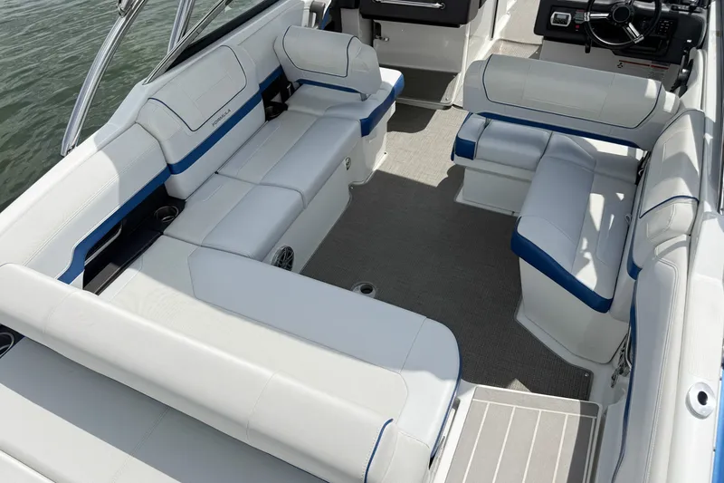 Slide: The Image of 2019 Formula 270 Bowrider interior with spacious seating and modern design. - 14