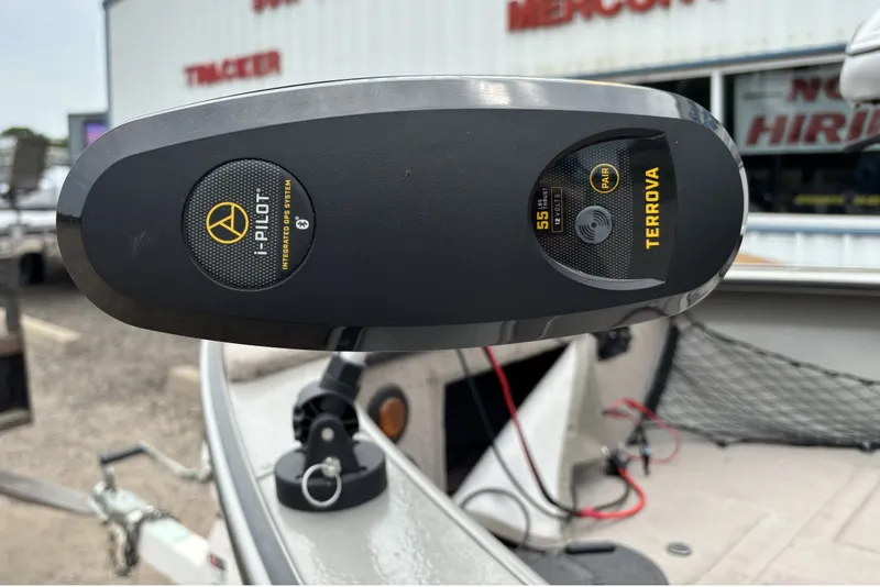Slide: The Image of Close-up of i-Pilot Terrova trolling motor on 2001 Lund Mr. Pike 16 boat. - 8