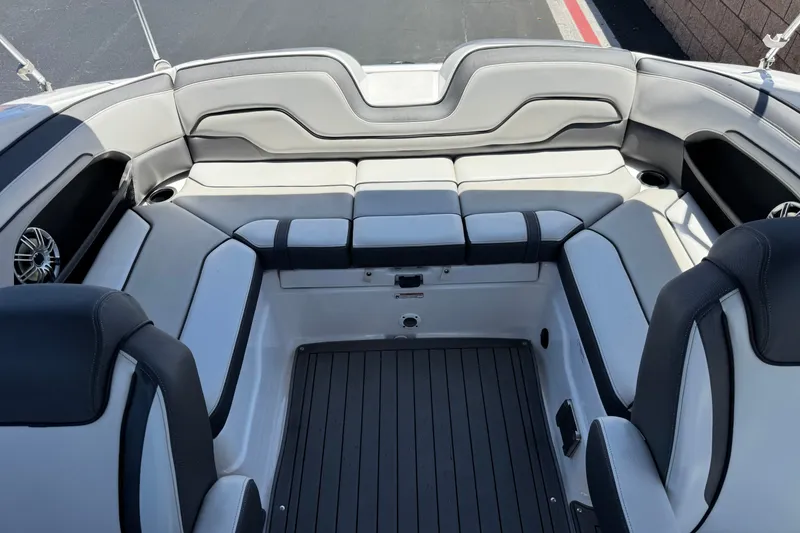 Slide: The Image of 2017 Yamaha Boats 212 Limited interior with sleek seating and modern design. - 18