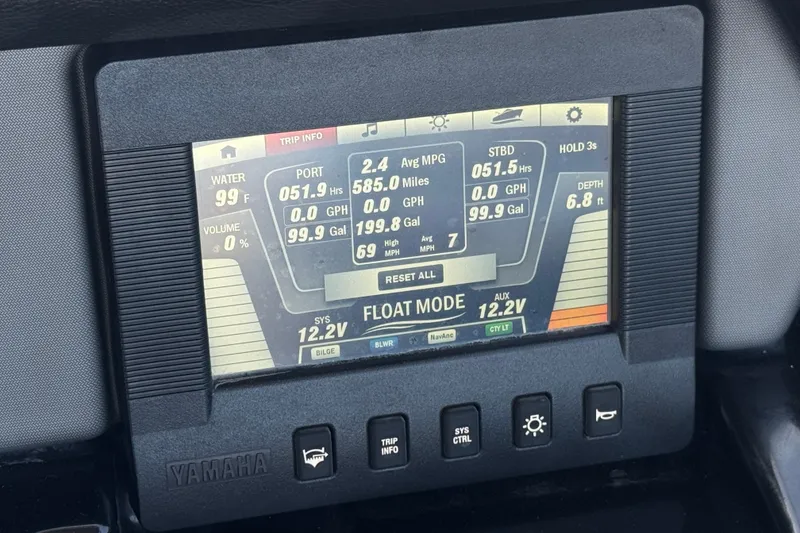 Slide: The Image of Yamaha Boats 2017 212 Limited dashboard display showing trip and system information. - 29