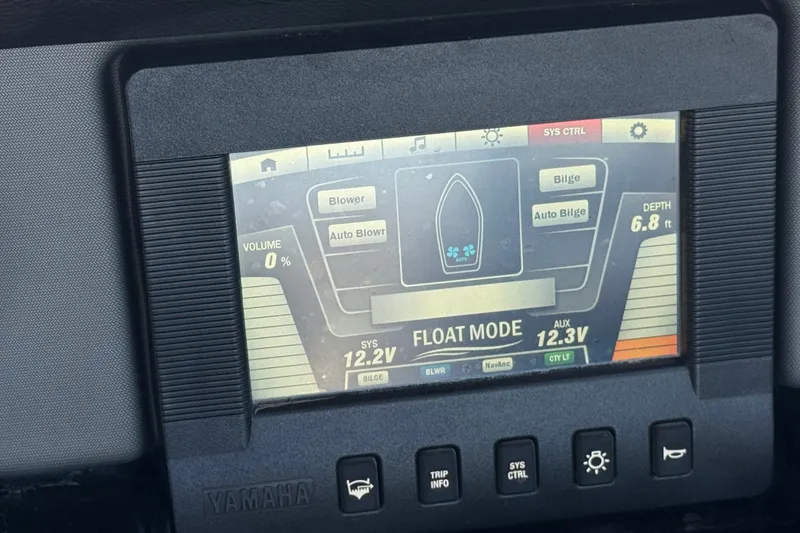 Slide: The Image of Yamaha Boats 2017 212 Limited dashboard display showing float mode and system controls. - 32