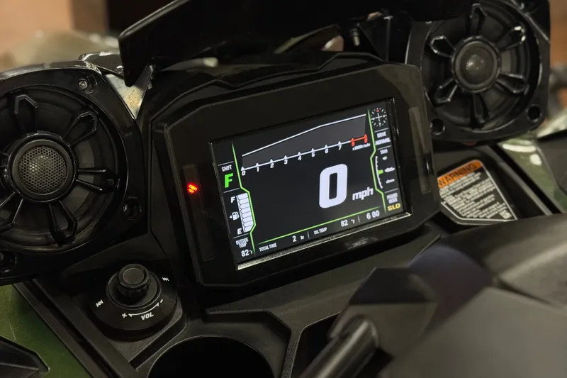 Slide: The Image of Dashboard of 2025 Kawasaki JET SKI ULTRA 160 LX with digital display and controls. - 10