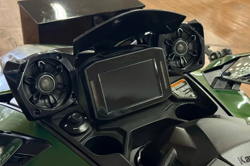 Slide: The Image of Dashboard of 2025 Kawasaki JET SKI ULTRA 160 LX with speakers and display screen. - 9