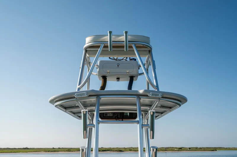 Slide: The Image of 2023 Harrison Boatworks 28 tower against clear blue sky. - 39