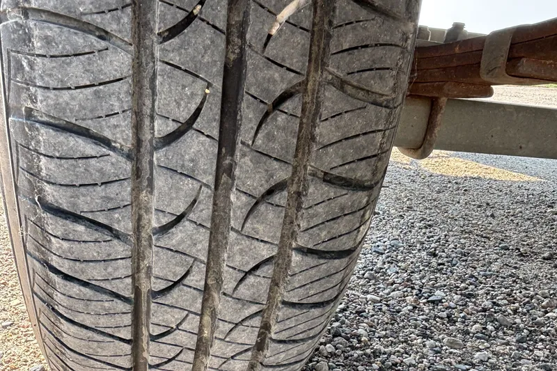 Slide: The Image of Close-up of a tire tread on a 2008 Crestliner Batata Bay 2185 trailer. - 22