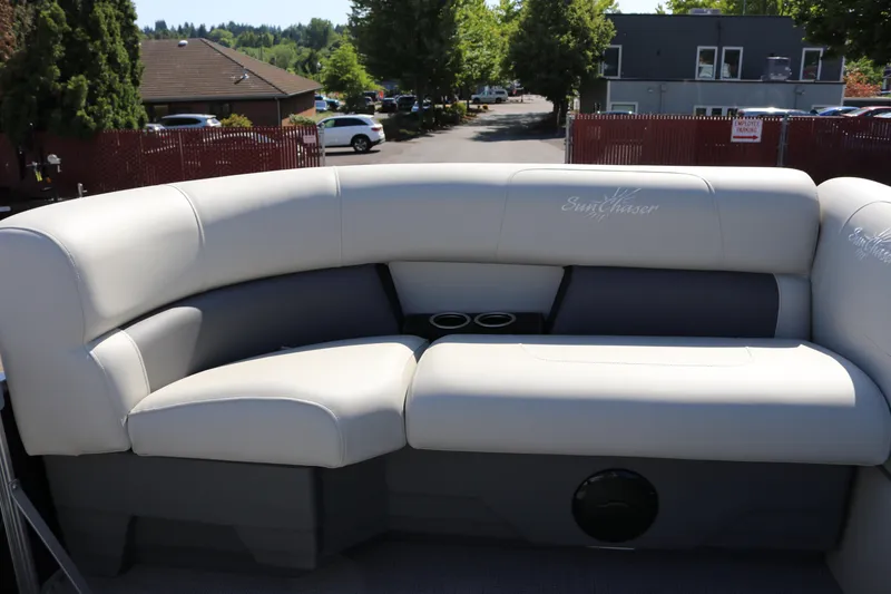 Slide: The Image of Luxurious seating on 2025 SunChaser Vista 20 Fish pontoon boat, featuring elegant upholstery. - 16