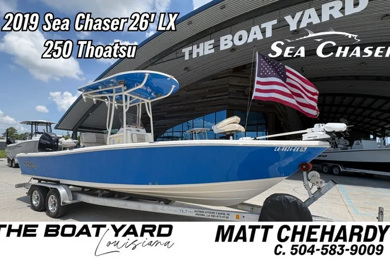 The Image of 2019 Sea Chaser 26 LX boat with 250 Thoatsu engine on trailer at The Boat Yard. - 0