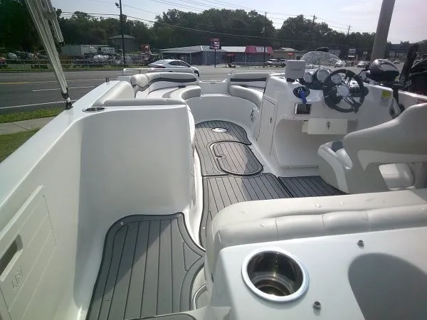 Slide: The Image of 2019 Starcraft Allstar 1915 with gray deck, white interior, and helm station. - 4