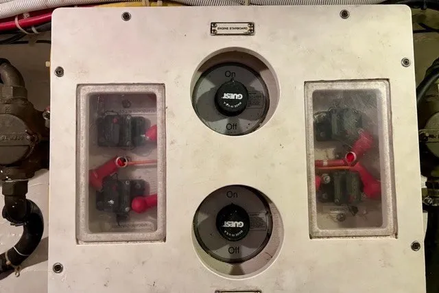 Slide: The Image of Electrical panel on a 2004 Carver 420 Mariner boat with Guest switches. - 28