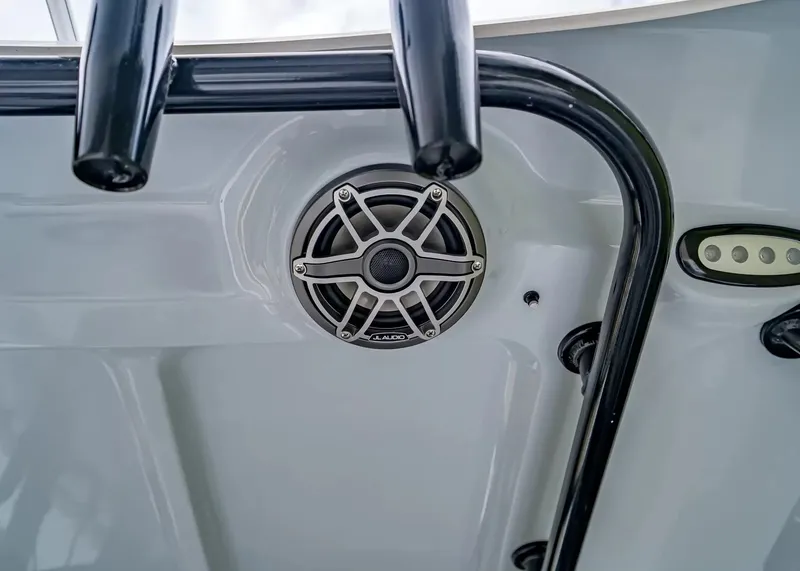 Slide: The Image of Close-up of a speaker on a Sea Hunt Gamefish 25 boat. - 13