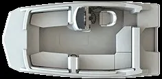 Slide: The Image of The 2025 Starcraft SVX 171 OB features a spacious layout with seating and a helm station. - 21
