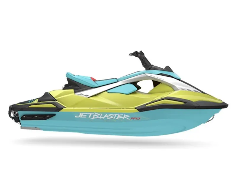 The Image of A 2025 Yamaha WaveRunners Jetblaster PRO 2-Up jet ski in vibrant yellow and blue. - 0