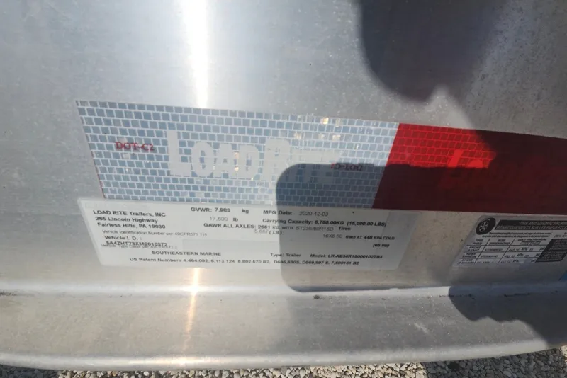 Slide: The Image of Label on Load Rite trailer with specifications and manufacturing details. - 37