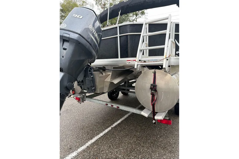Slide: The Image of 2016 Godfrey Sweetwater 2286 pontoon boat with Yamaha 90 engine on trailer. - 5
