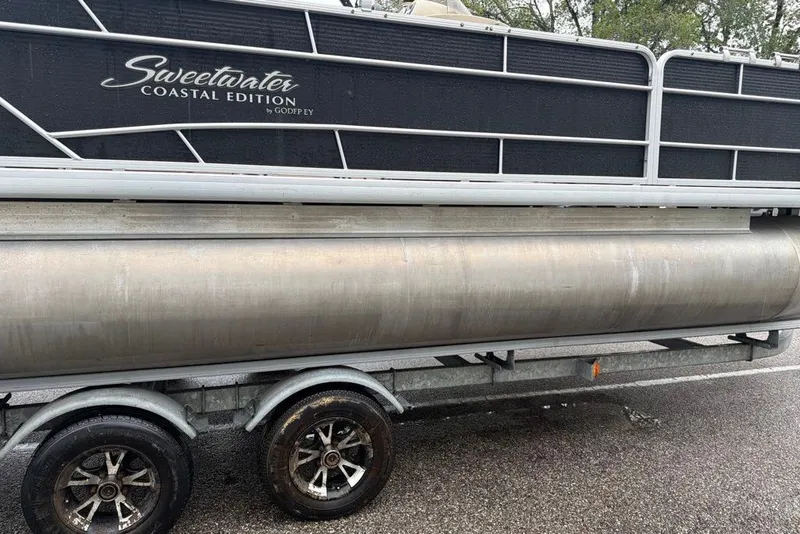 Slide: The Image of 2016 Godfrey Sweetwater 2286 Coastal Edition pontoon boat on trailer. - 3